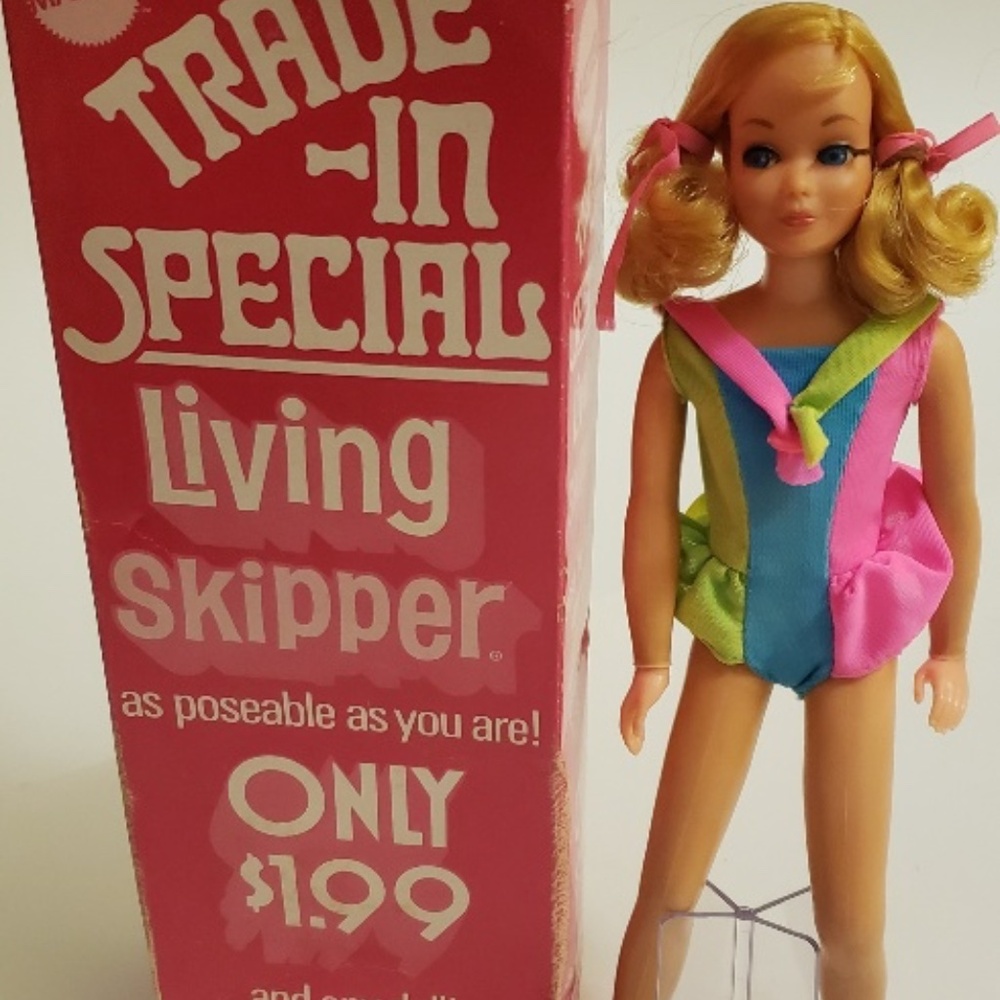 Vintage 1969 Skipper Doll with Original Trade In Box by Mattel/Barbie, Swimsuit+